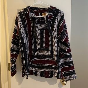 Maroon, white, black baja hoodie